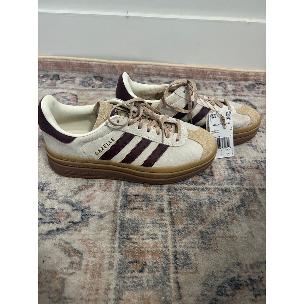 adidas Gazelle Bold Platform Sneaker — Beige and Burgundy - Picture 3 of 5